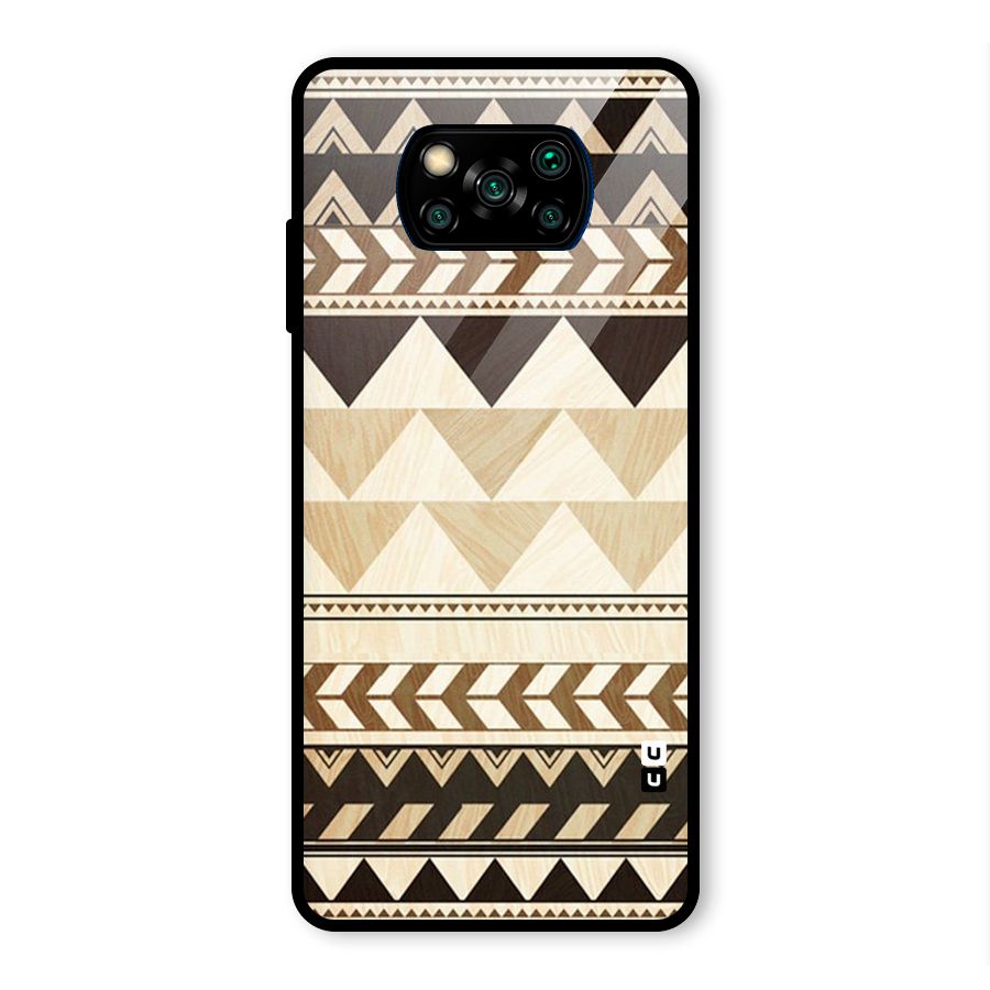 Wooden Printed Chevron Glass Back Case for Poco X3 Pro