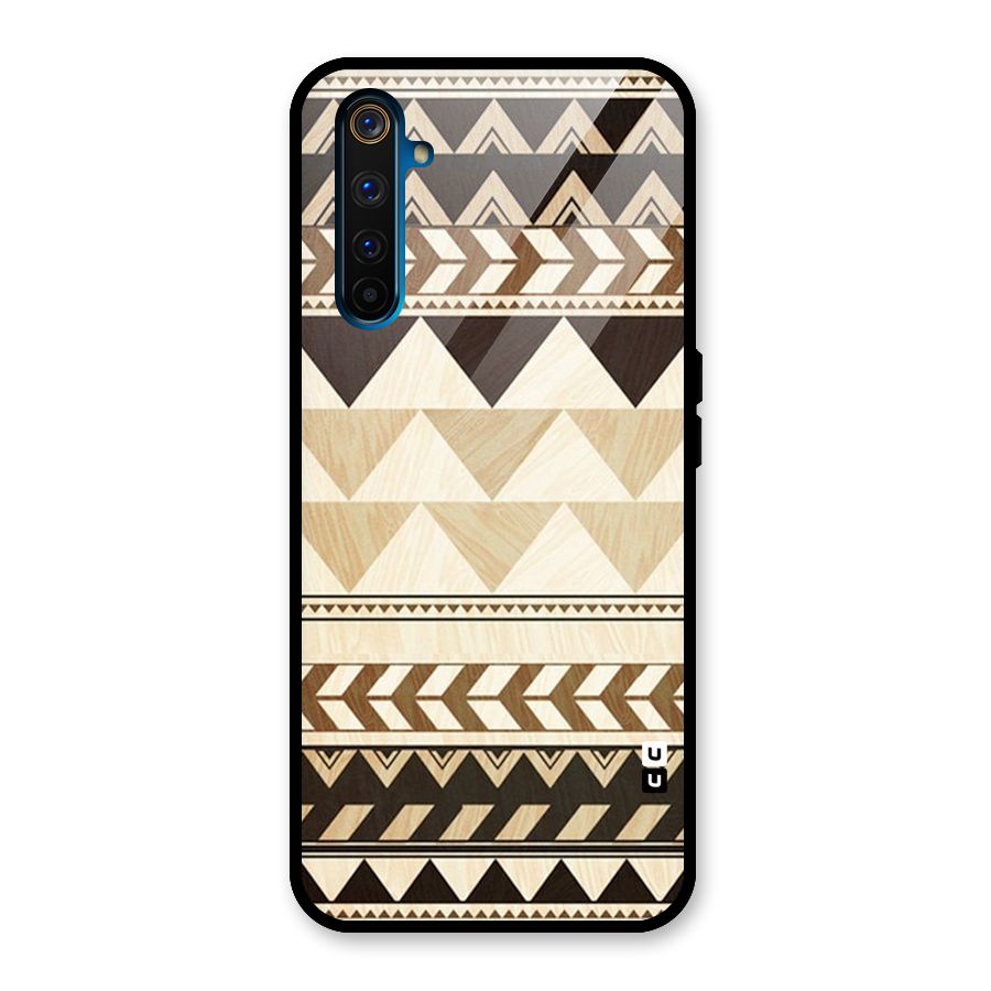 Wooden Printed Chevron Glass Back Case for Realme 6 Pro