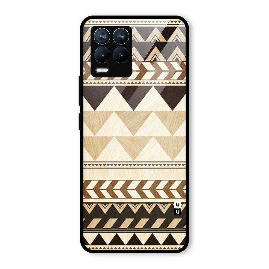 Wooden Printed Chevron Glass Back Case for Realme 8 Pro