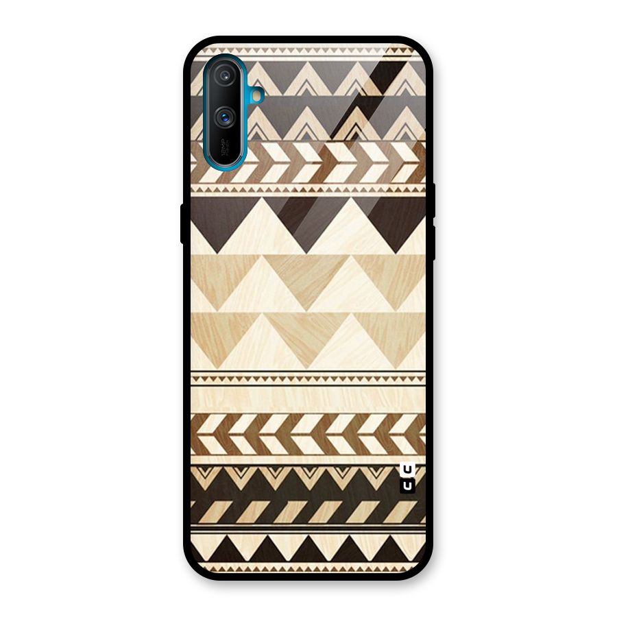 Wooden Printed Chevron Glass Back Case for Realme C3