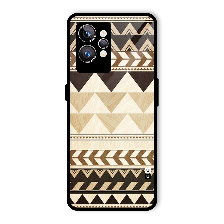 Wooden Printed Chevron Glass Back Case for Realme GT2 Pro
