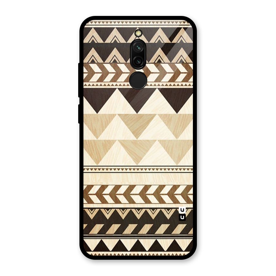 Wooden Printed Chevron Glass Back Case for Redmi 8