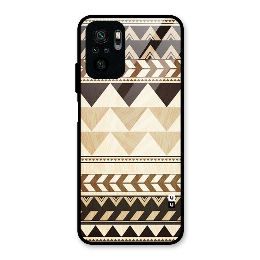 Wooden Printed Chevron Glass Back Case for Redmi Note 10