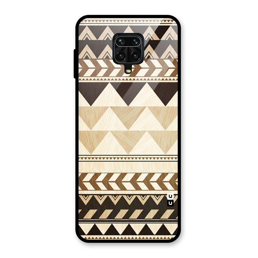 Wooden Printed Chevron Glass Back Case for Redmi Note 10 Lite