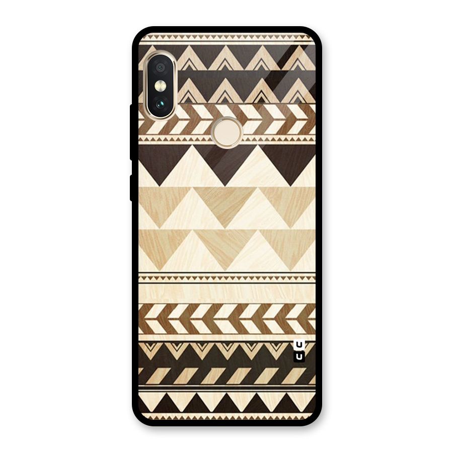 Wooden Printed Chevron Glass Back Case for Redmi Note 5 Pro