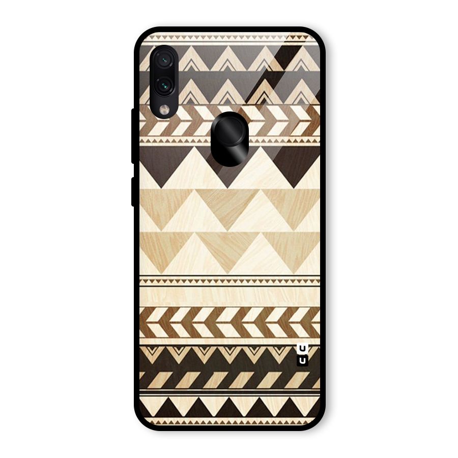 Wooden Printed Chevron Glass Back Case for Redmi Note 7 Pro