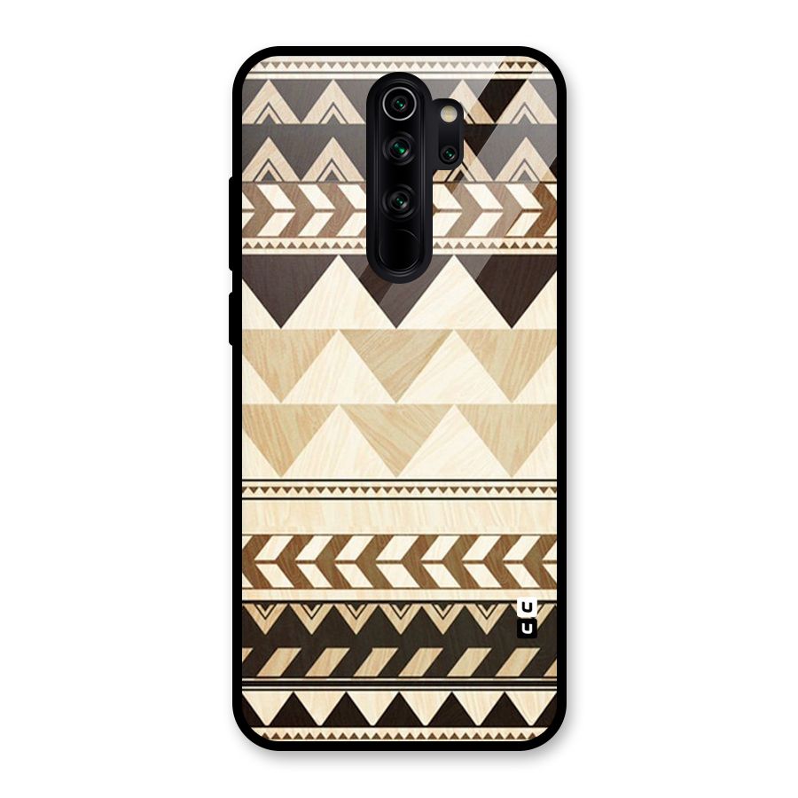Wooden Printed Chevron Glass Back Case for Redmi Note 8 Pro