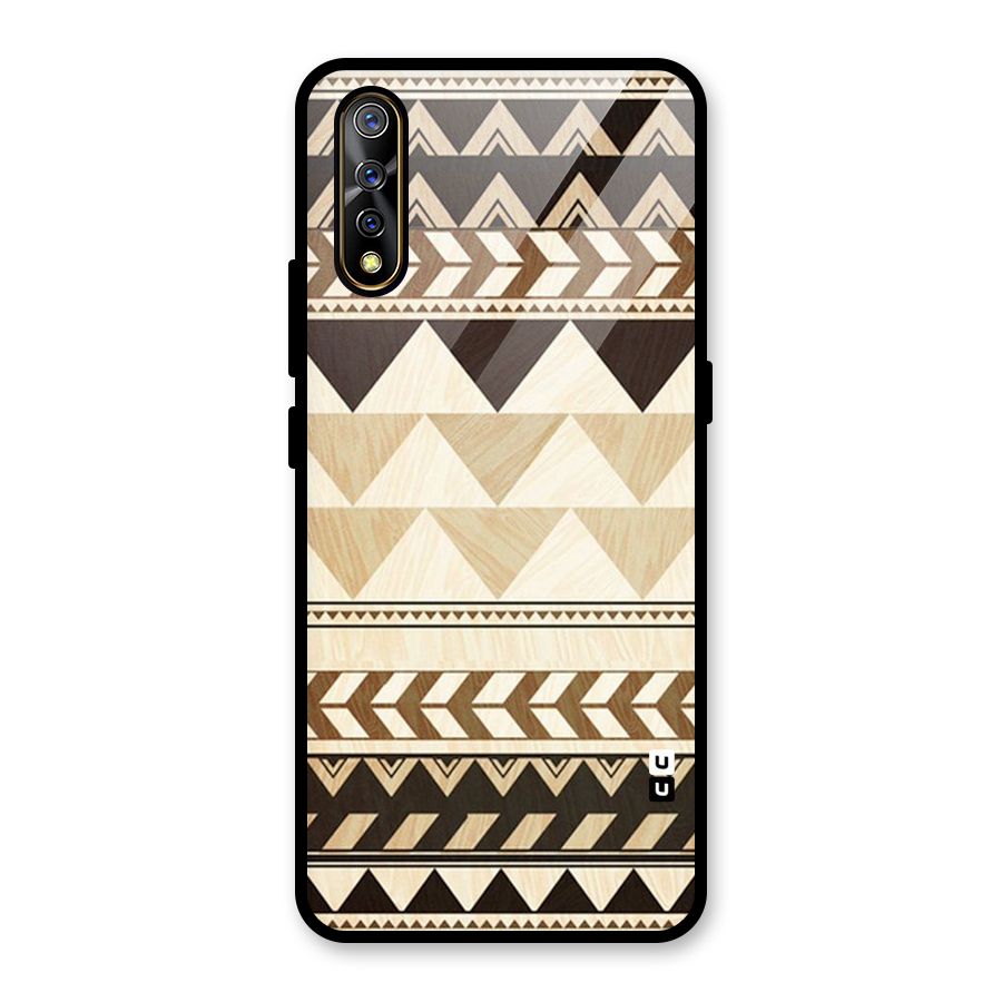 Wooden Printed Chevron Glass Back Case for Vivo S1