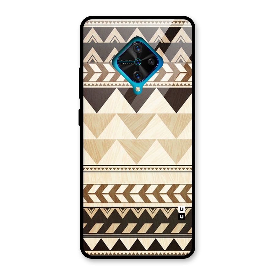 Wooden Printed Chevron Glass Back Case for Vivo S1 Pro