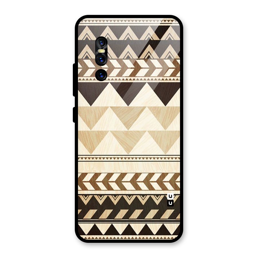 Wooden Printed Chevron Glass Back Case for Vivo V15 Pro
