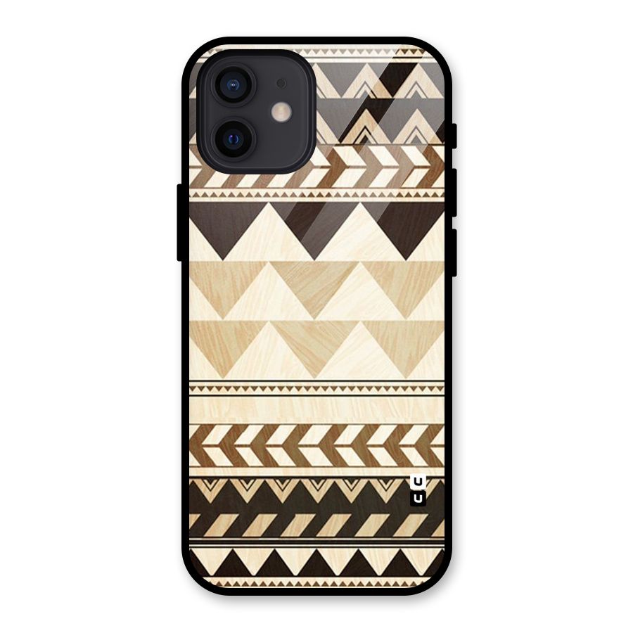 Wooden Printed Chevron Glass Back Case for iPhone 12