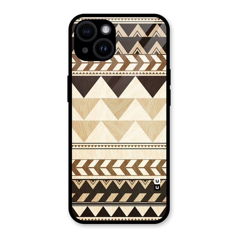 Wooden Printed Chevron Glass Back Case for iPhone 14