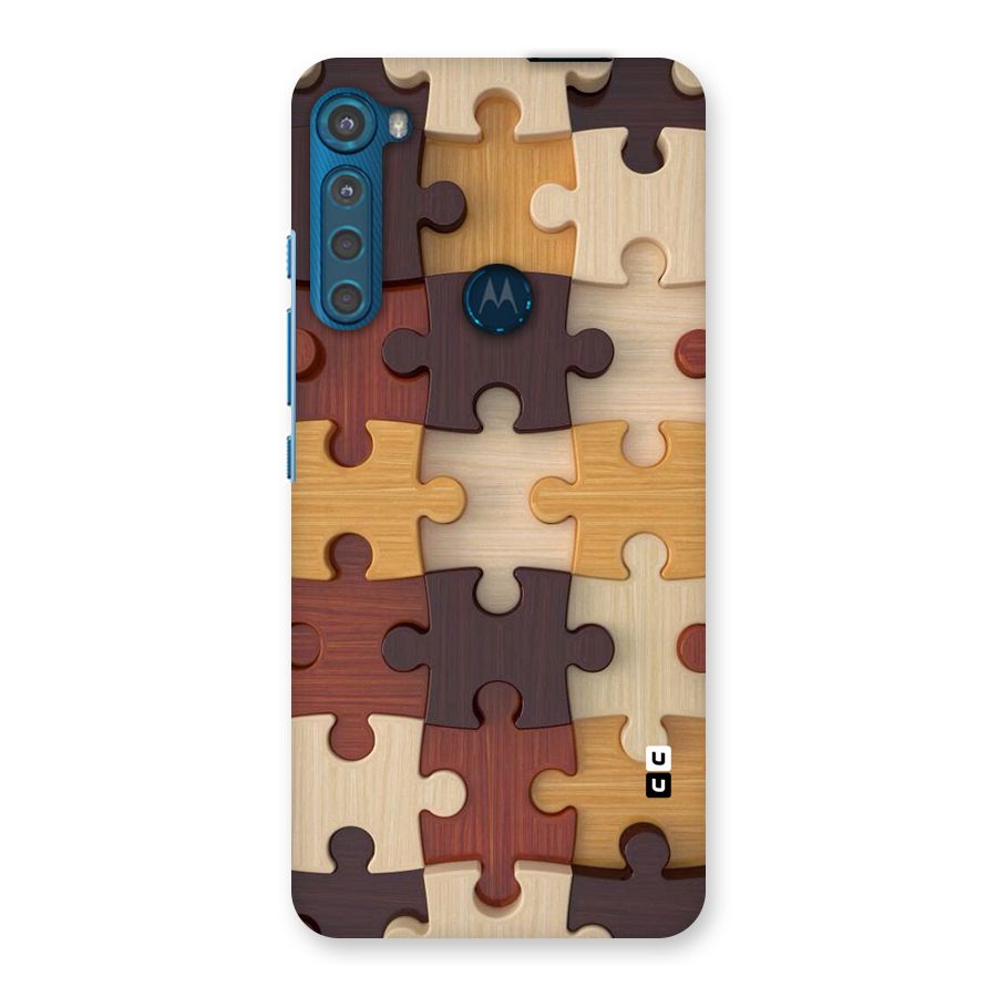 Wooden Puzzle (Printed) Back Case for Motorola One Fusion Plus