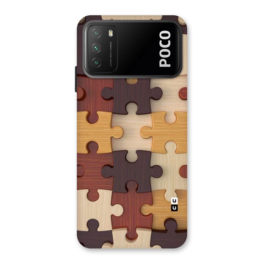 Wooden Puzzle (Printed) Back Case for Poco M3