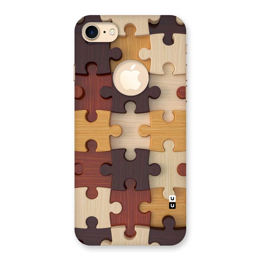 Wooden Puzzle (Printed) Back Case for iPhone 8 Logo Cut