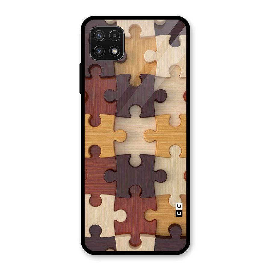 Wooden Puzzle (Printed) Glass Back Case for Galaxy A22 5G