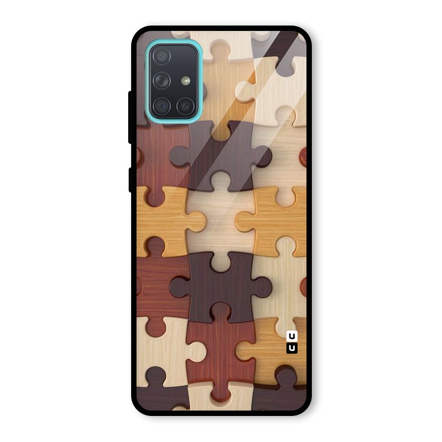Wooden Puzzle (Printed) Glass Back Case for Galaxy A71