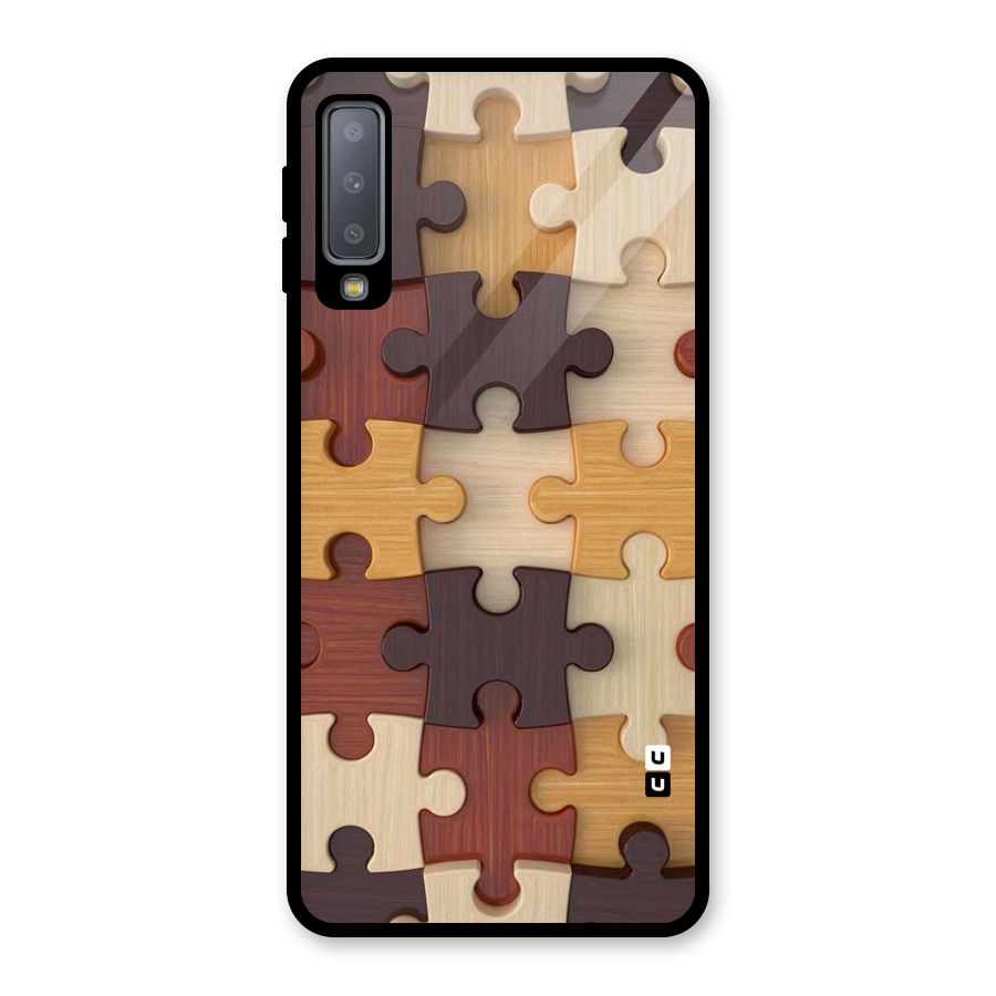 Wooden Puzzle (Printed) Glass Back Case for Galaxy A7 (2018)