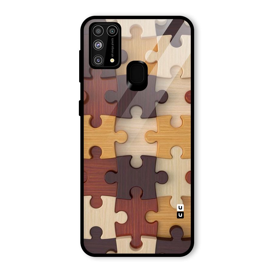 Wooden Puzzle (Printed) Glass Back Case for Galaxy F41