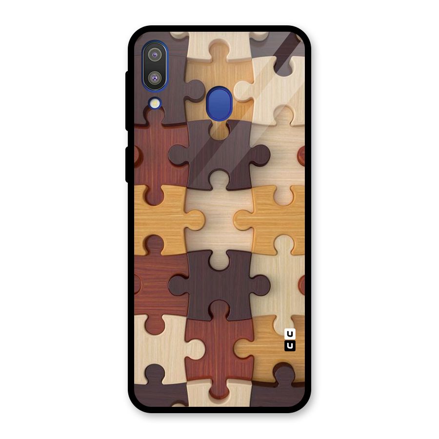 Wooden Puzzle (Printed) Glass Back Case for Galaxy M20