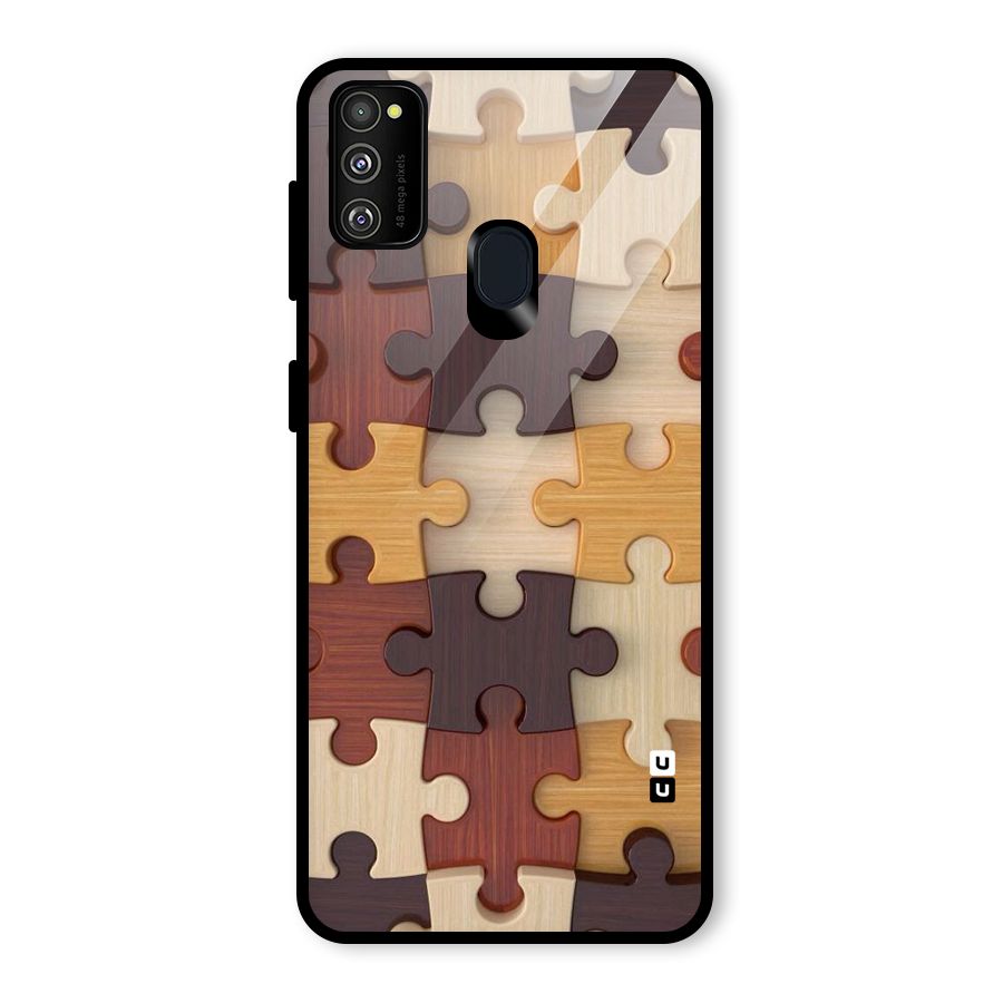 Wooden Puzzle (Printed) Glass Back Case for Galaxy M30s