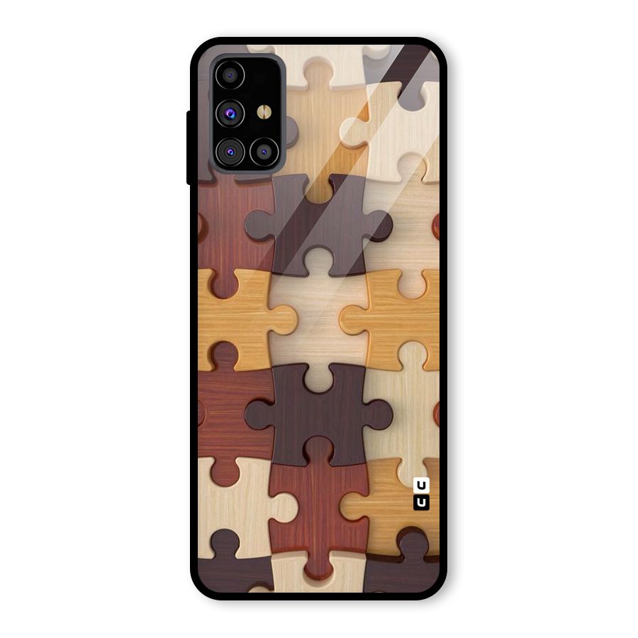 Wooden Puzzle (Printed) Glass Back Case for Galaxy M31s