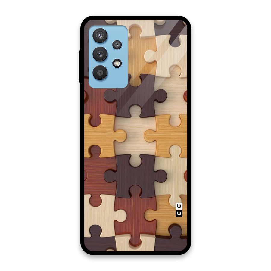 Wooden Puzzle (Printed) Glass Back Case for Galaxy M32 5G
