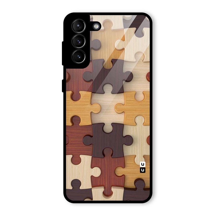 Wooden Puzzle (Printed) Glass Back Case for Galaxy S21 Plus