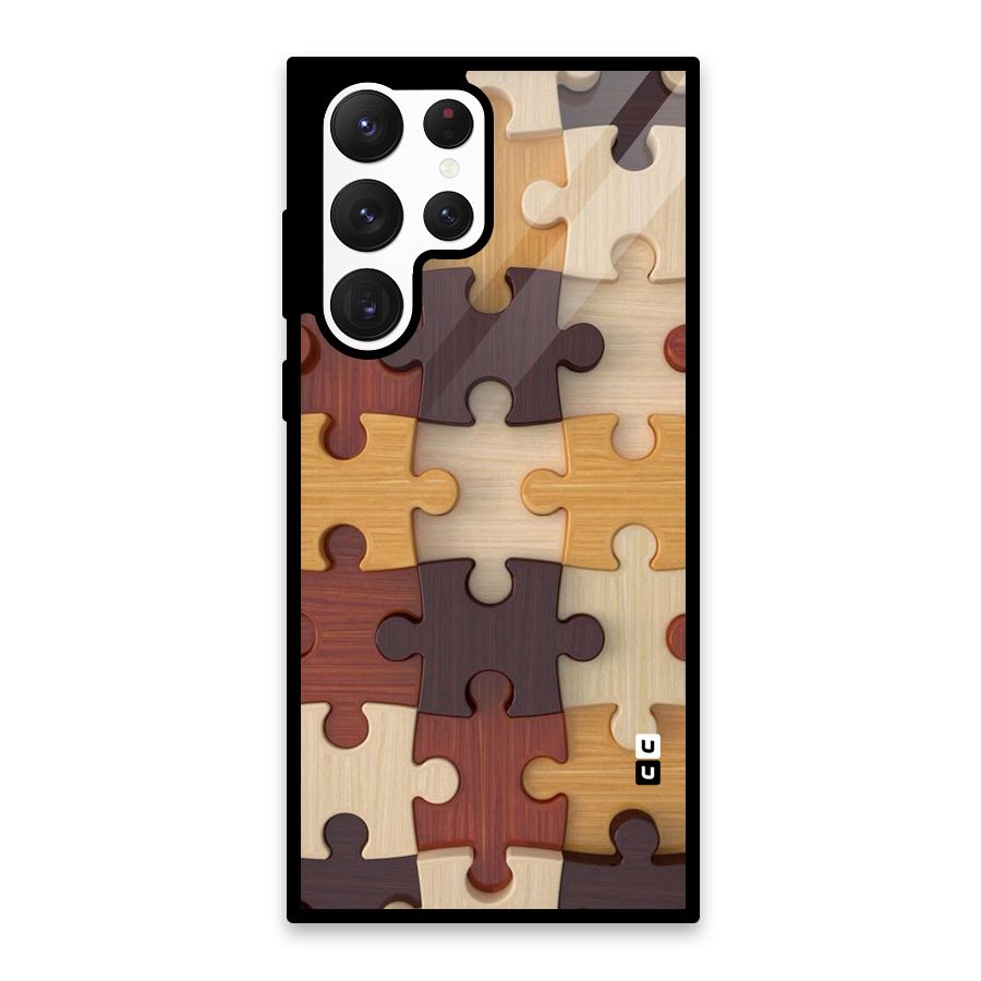 Wooden Puzzle (Printed) Glass Back Case for Galaxy S22 Ultra 5G