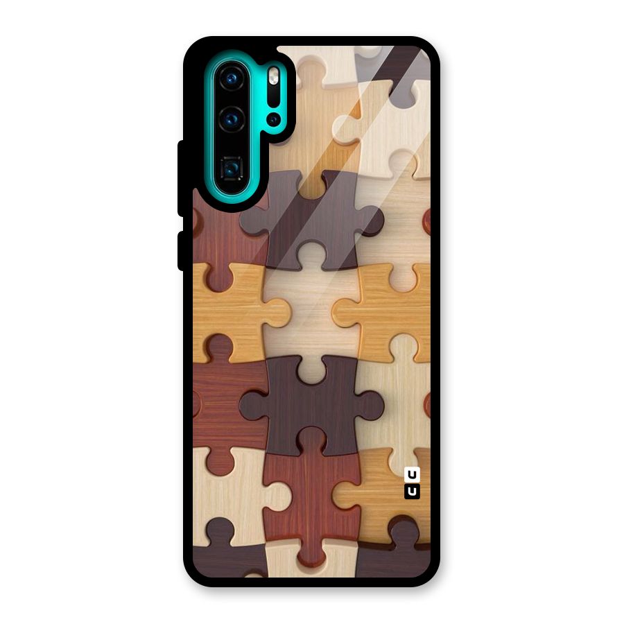 Wooden Puzzle (Printed) Glass Back Case for Huawei P30 Pro