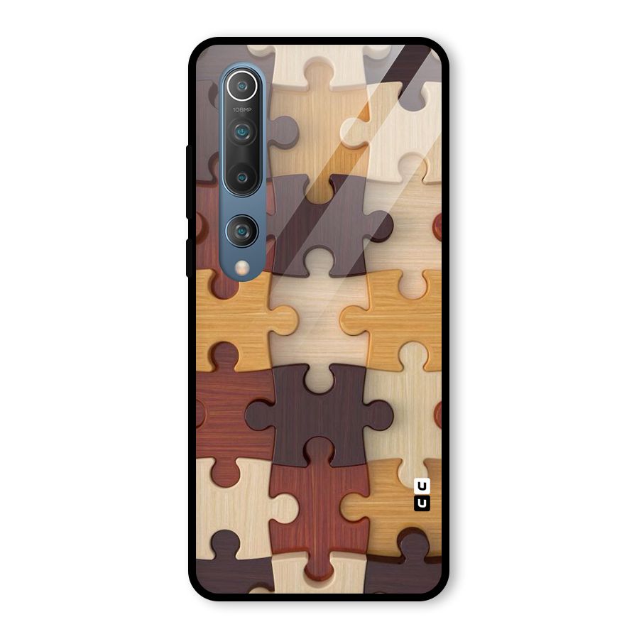Wooden Puzzle (Printed) Glass Back Case for Mi 10