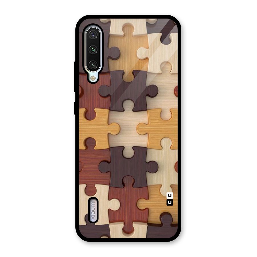 Wooden Puzzle (Printed) Glass Back Case for Mi A3