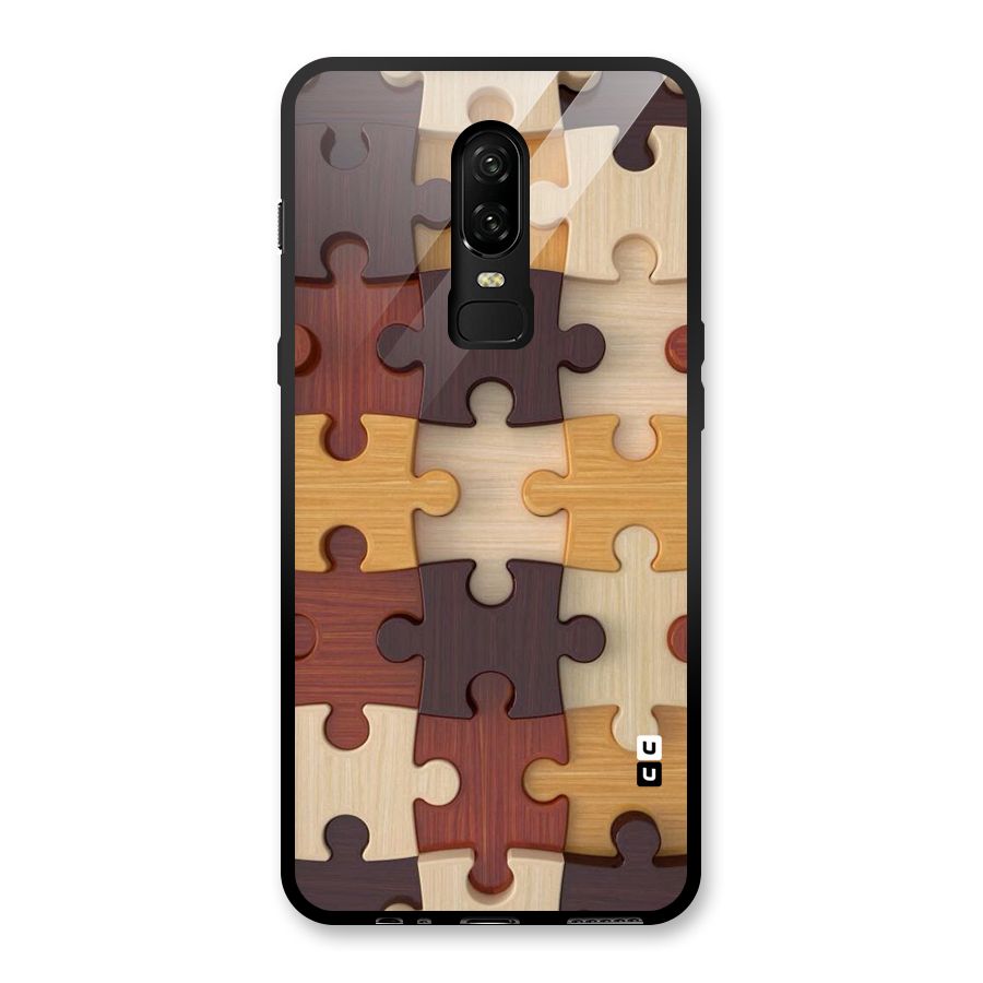 Wooden Puzzle (Printed) Glass Back Case for OnePlus 6