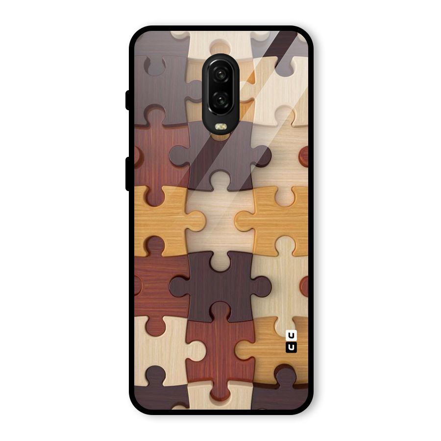 Wooden Puzzle (Printed) Glass Back Case for OnePlus 6T