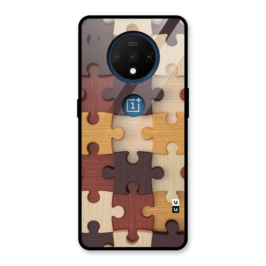 Wooden Puzzle (Printed) Glass Back Case for OnePlus 7T