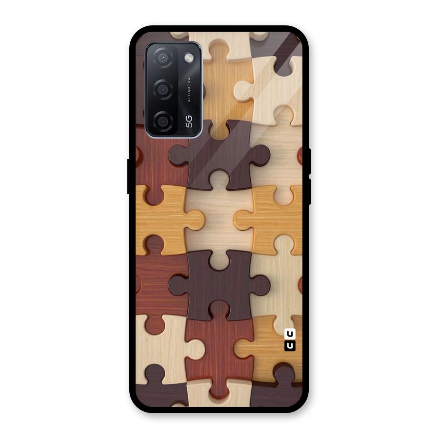Wooden Puzzle (Printed) Glass Back Case for Oppo A53s 5G