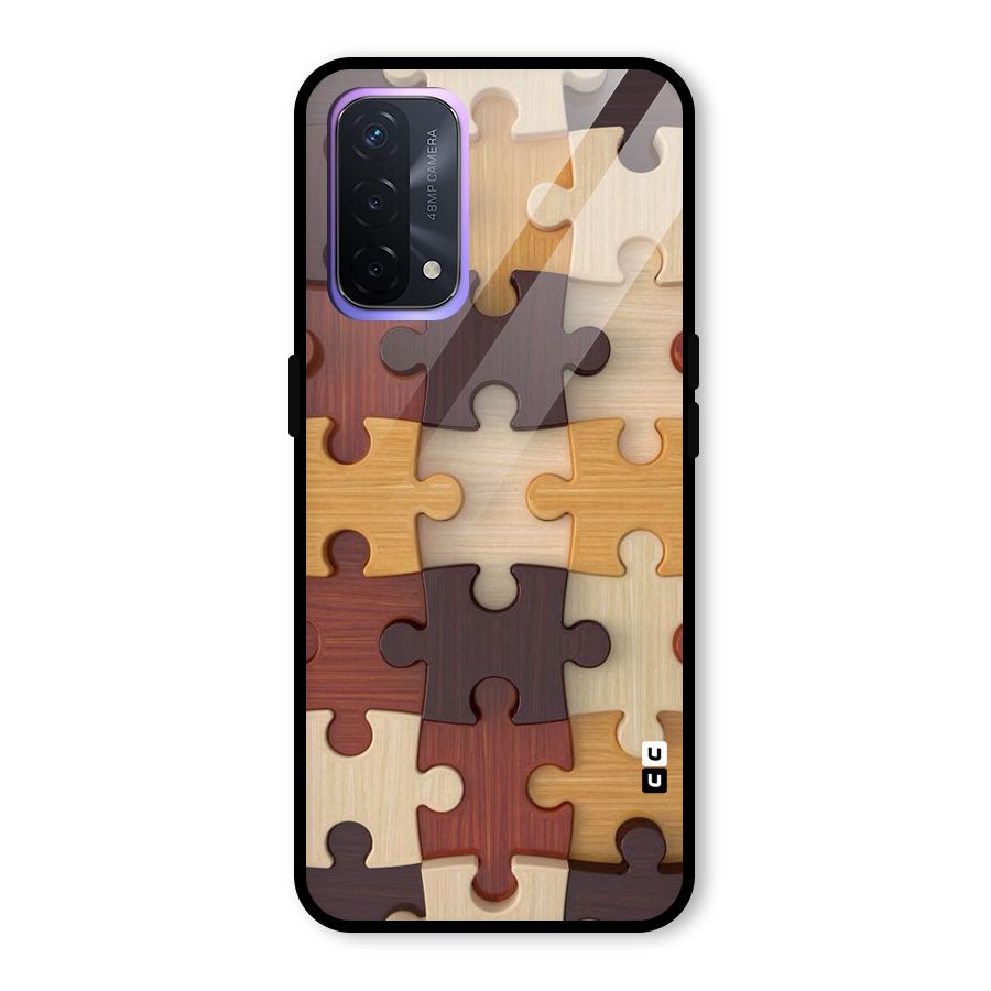 Wooden Puzzle (Printed) Glass Back Case for Oppo A74 5G