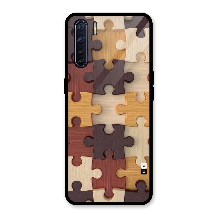 Wooden Puzzle (Printed) Glass Back Case for Oppo F15