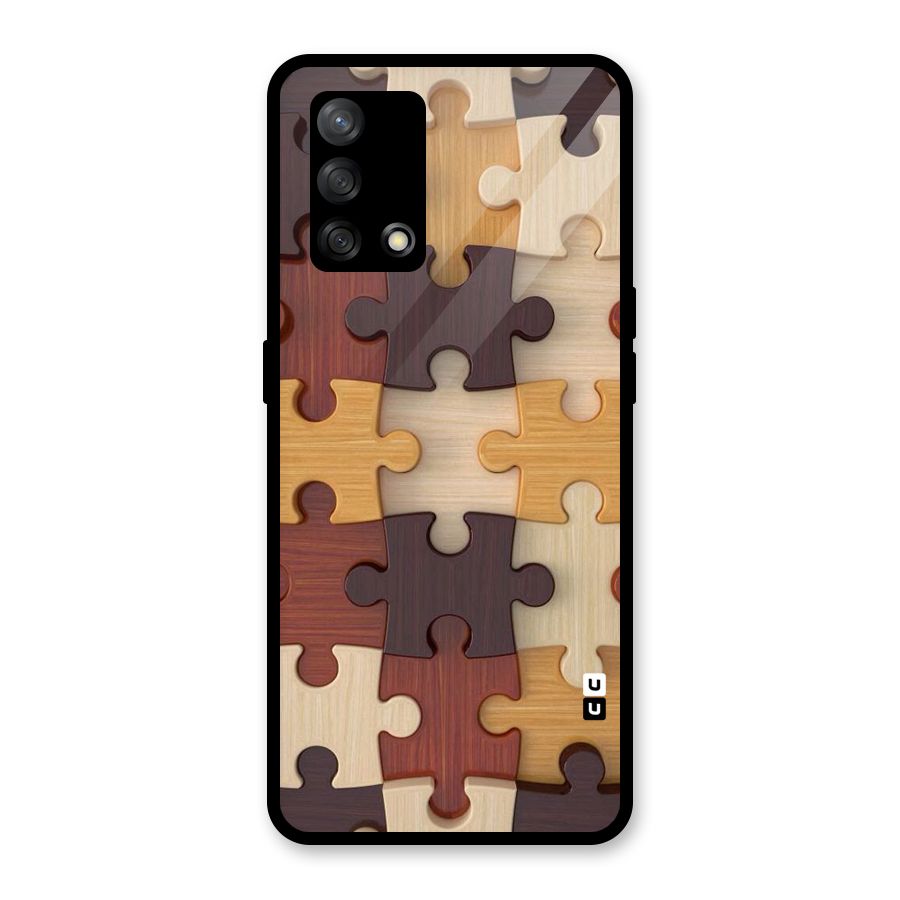 Wooden Puzzle (Printed) Glass Back Case for Oppo F19
