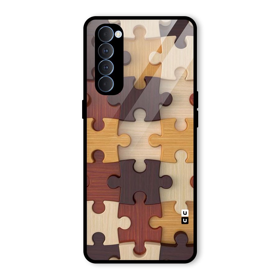 Wooden Puzzle (Printed) Glass Back Case for Oppo Reno4 Pro