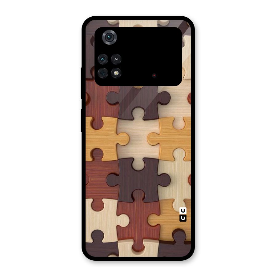 Wooden Puzzle (Printed) Glass Back Case for Poco M4 Pro 4G