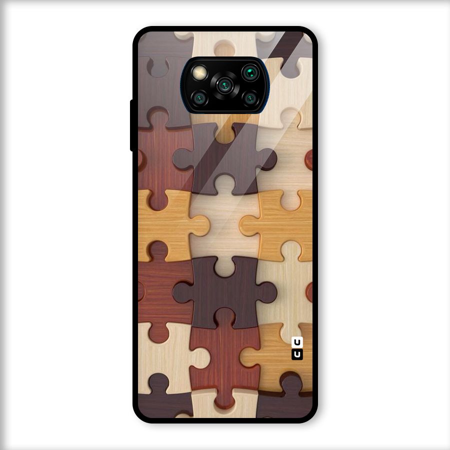 Wooden Puzzle (Printed) Glass Back Case for Poco X3