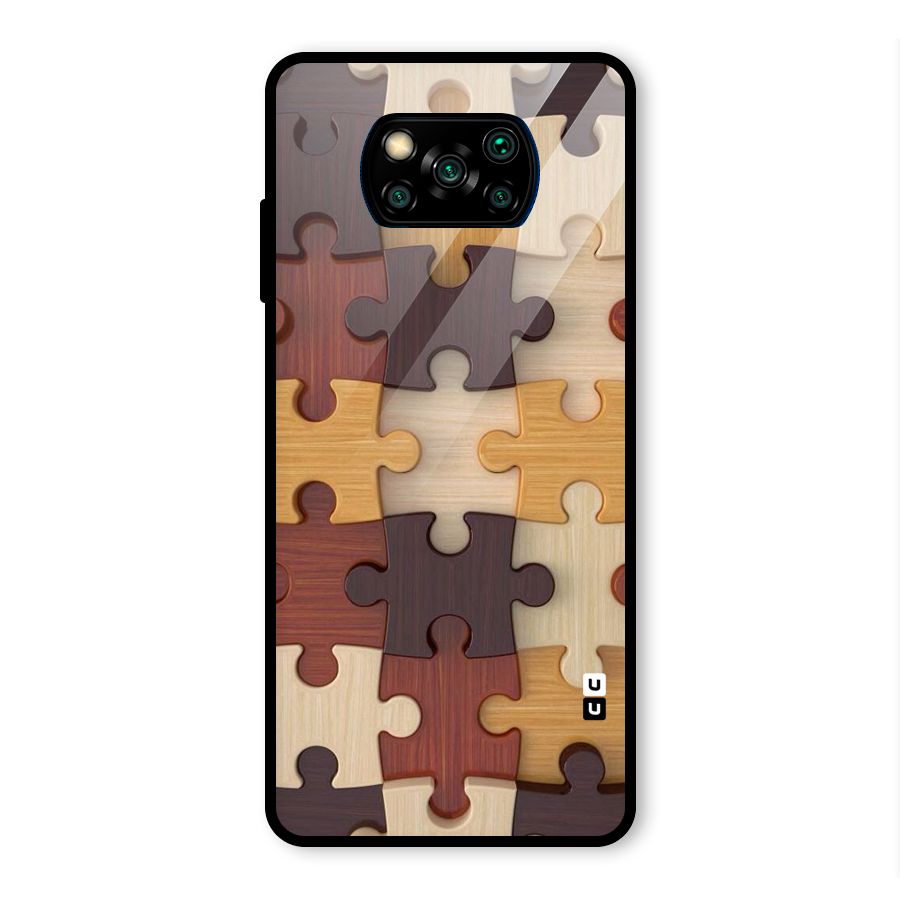 Wooden Puzzle (Printed) Glass Back Case for Poco X3 Pro