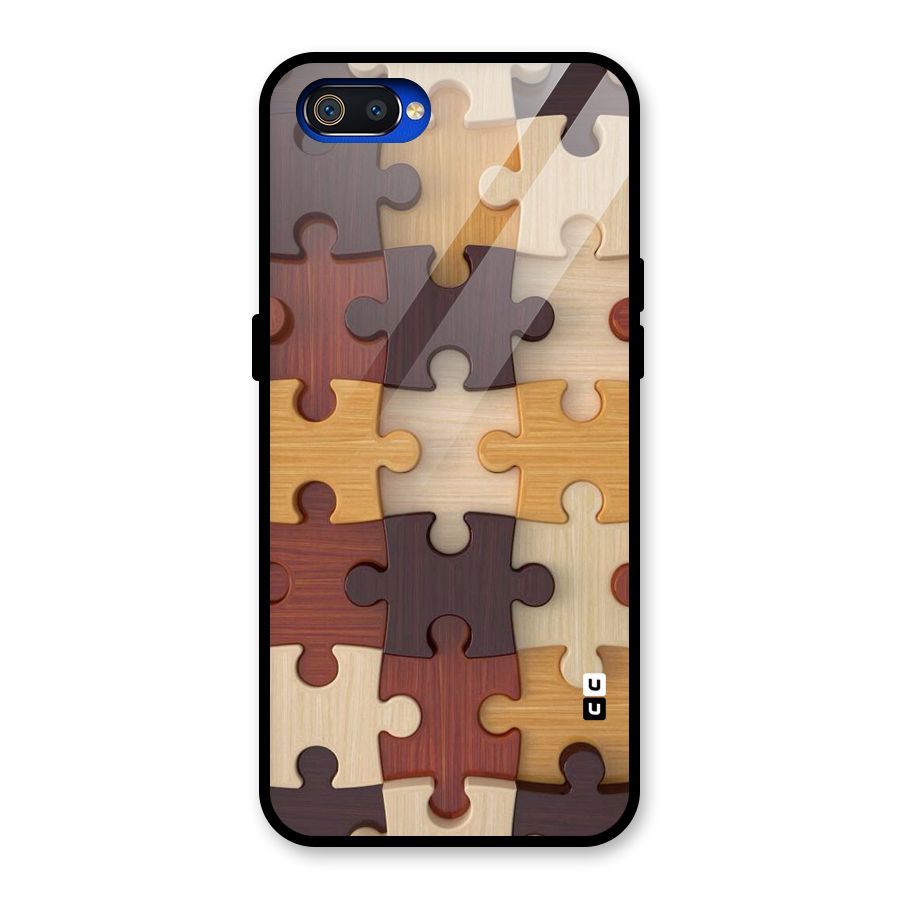 Wooden Puzzle (Printed) Glass Back Case for Realme C2