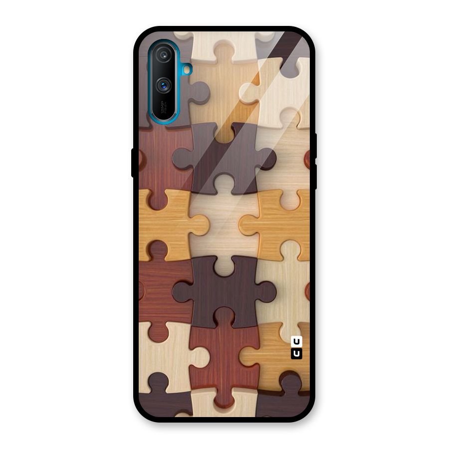 Wooden Puzzle (Printed) Glass Back Case for Realme C3