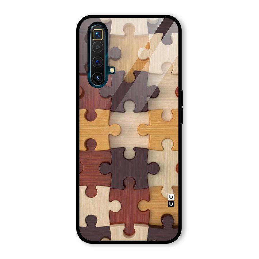 Wooden Puzzle (Printed) Glass Back Case for Realme X3