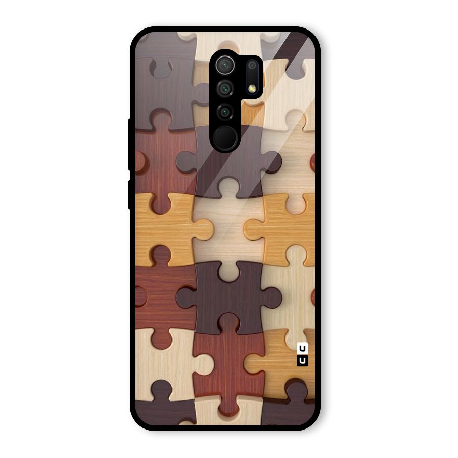 Wooden Puzzle (Printed) Glass Back Case for Redmi 9 Prime