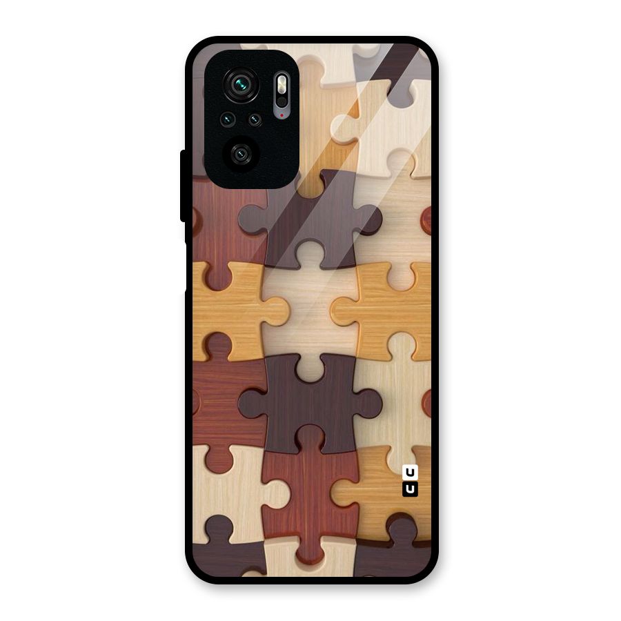 Wooden Puzzle (Printed) Glass Back Case for Redmi Note 10S