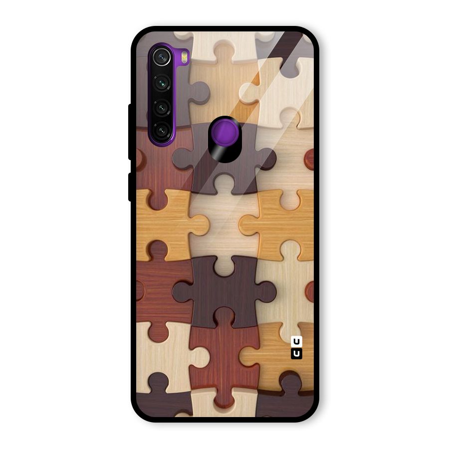 Wooden Puzzle (Printed) Glass Back Case for Redmi Note 8