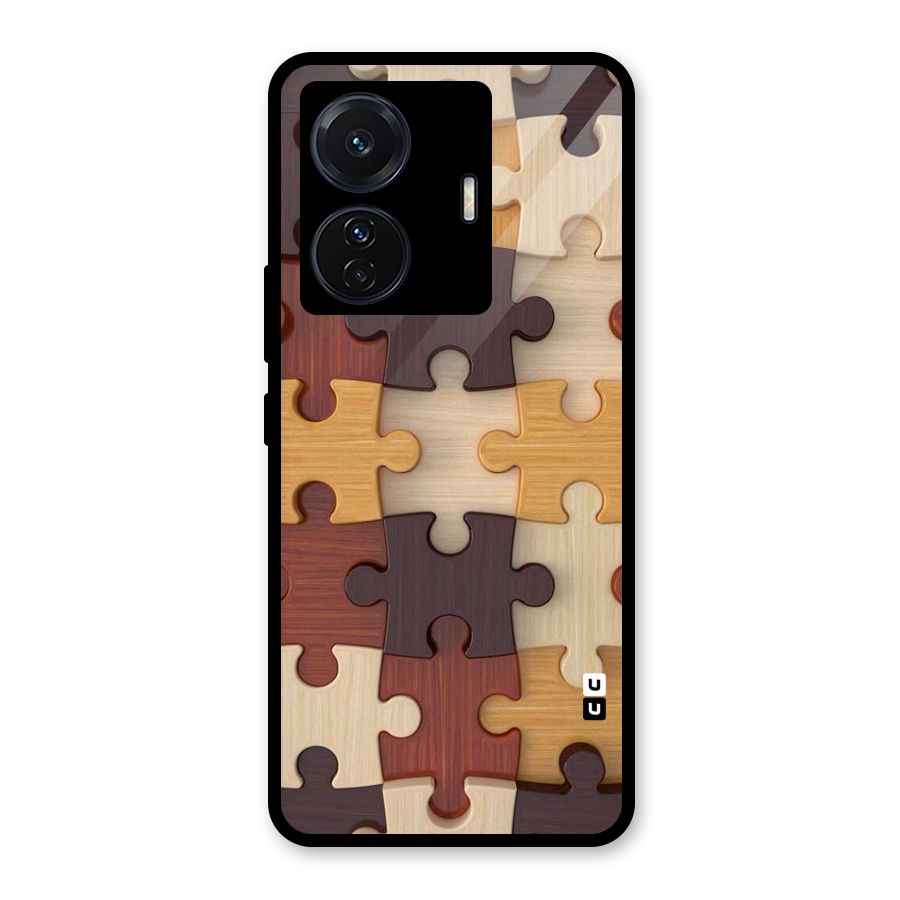Wooden Puzzle (Printed) Glass Back Case for Vivo T1 Pro